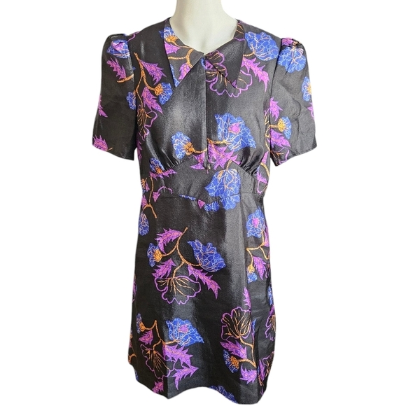 BAUM UND PFERDGARTEN Amel Floral Minidress In Black Ginkgo Sz 40 (US 10) - Picture 1 of 13